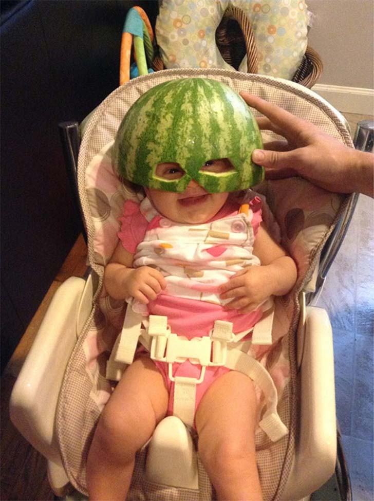 Dad made me a watermelon helmet