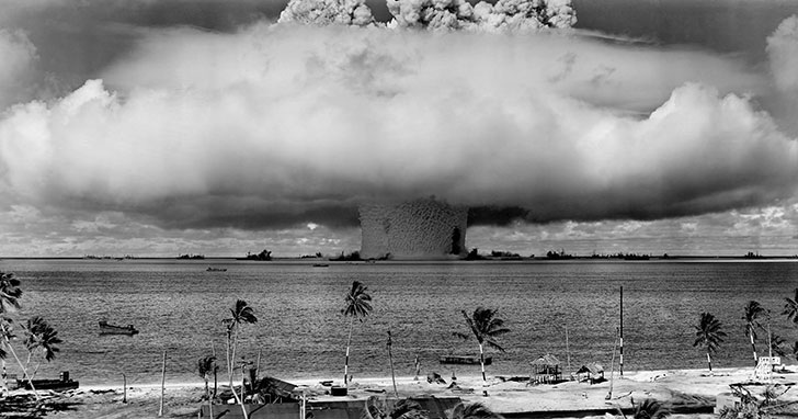 The nuclear bomb test at Bikini Atoll, also called 